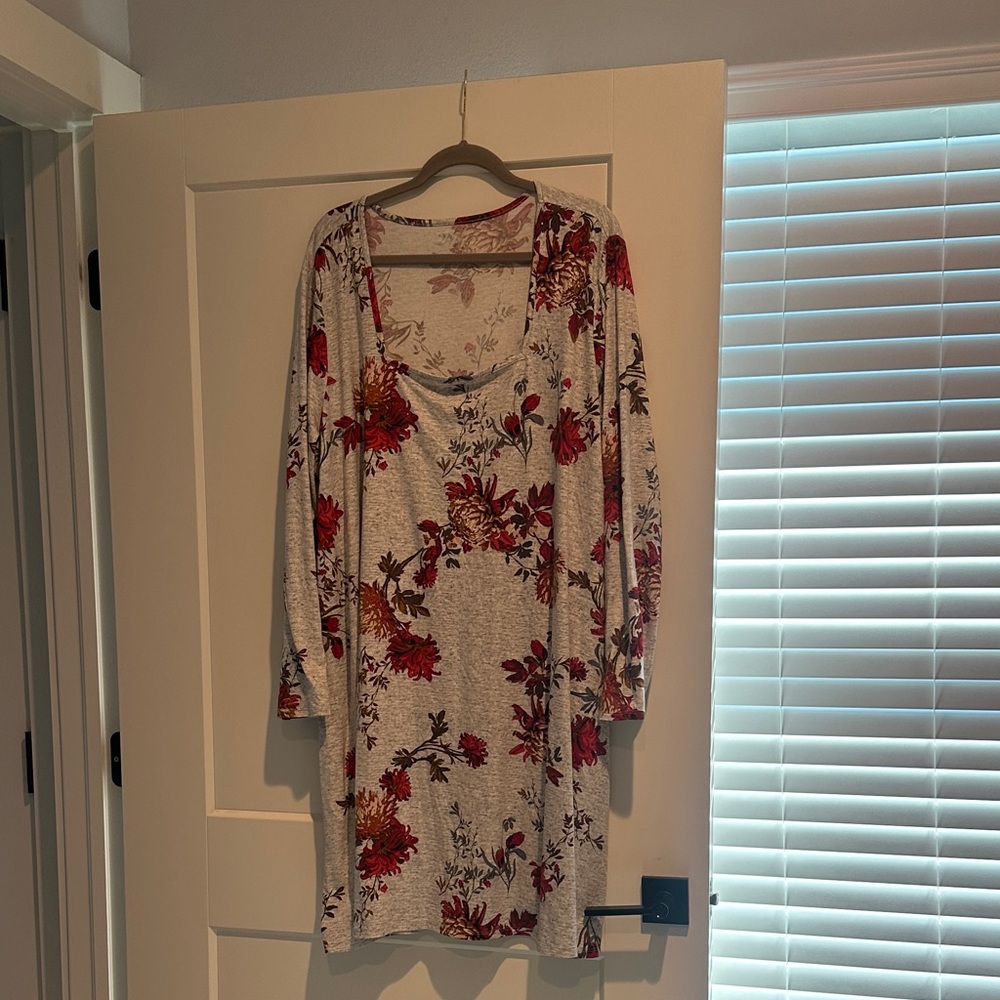 Maurices Floral Long Sleeve Dress - Red and Gray